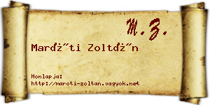 Maróti Zoltán névjegykártya